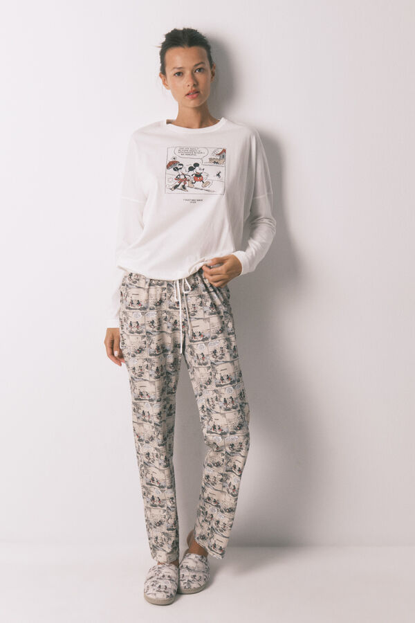 Women'secret 100% cotton white Mickey Mouse long pyjamas printed