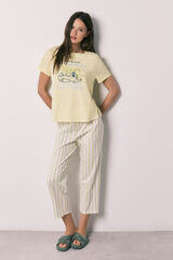 Women'secret Stitch short sleeve capri pyjamas green