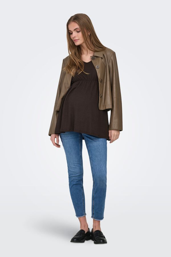 Only Maternity Top de manga corta maternity marr&oacute;n