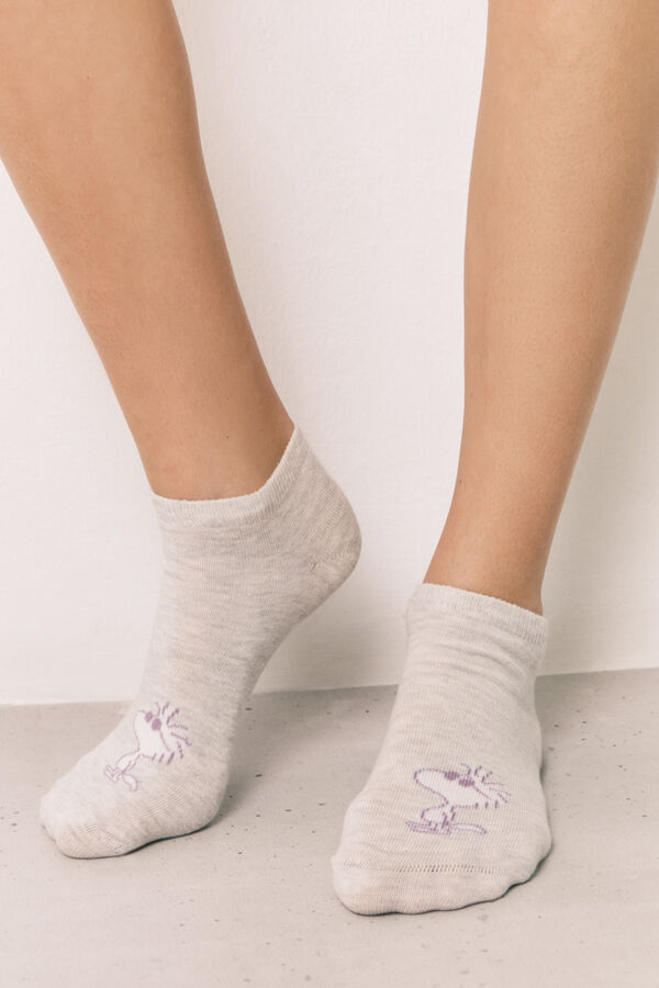 Women'secret Lot de 3 chaussettes courtes imprim&eacute;es Peanuts rose