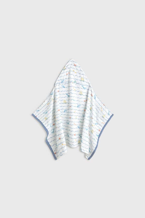 Textura Waves hooded towel blue