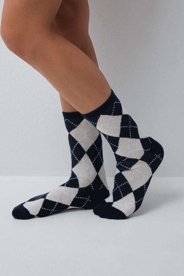 Women'secret Pack of 3 diamond print long socks printed