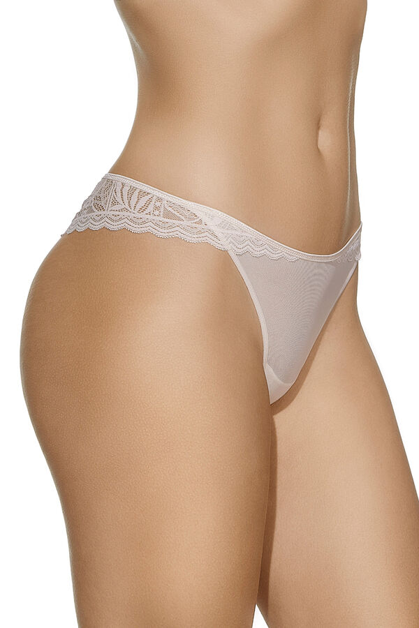 Selene Lace and tulle Brazilian panty Mara pink