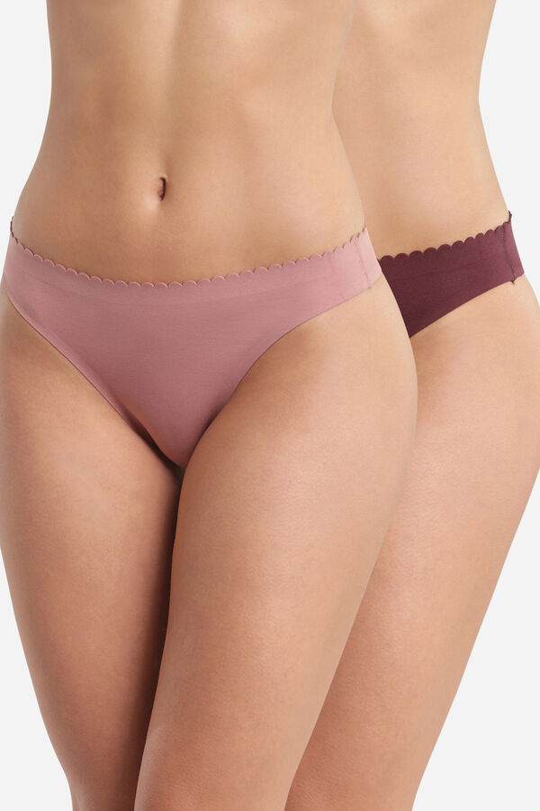 DIM Pack of 2 laser cut cotton thongs printed