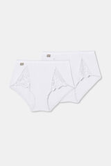 Playtex Pack of 2 high-rise stretch cotton panties with lace white