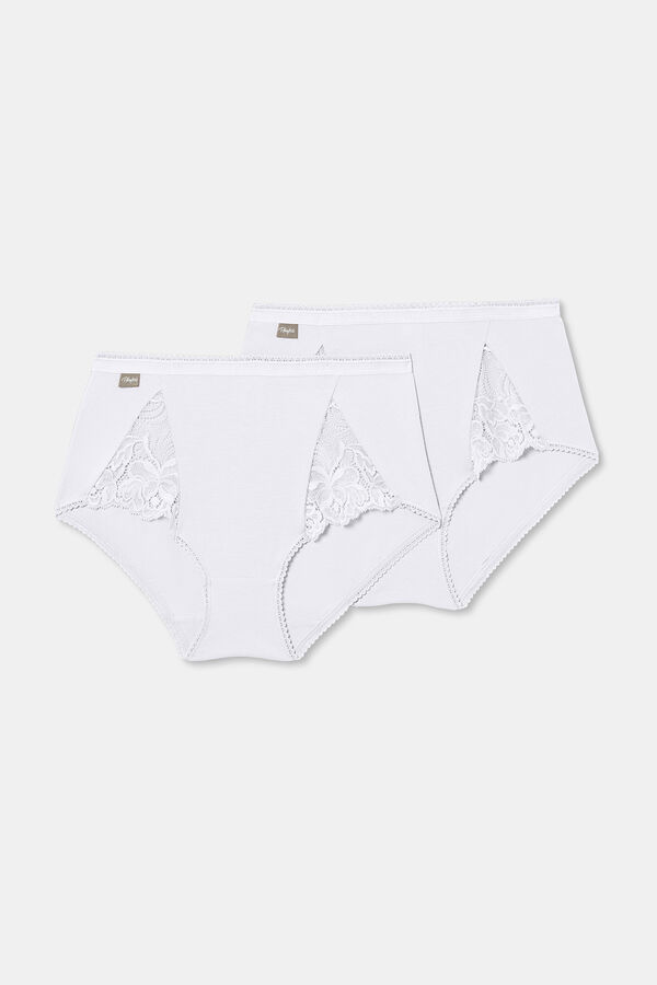 Playtex Pack of 2 high-rise stretch cotton panties with lace white