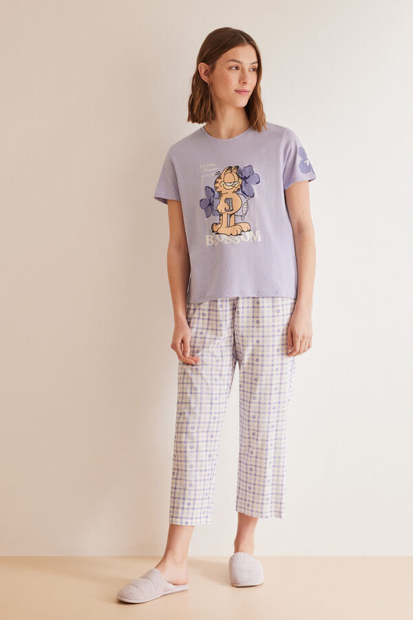 Womensecret Pijama 100% algodón lila Garfield morado/lila