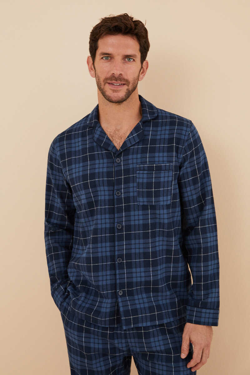 Pyjama long pour homme 100% coton-coupe classique-qualité Oxford bleu