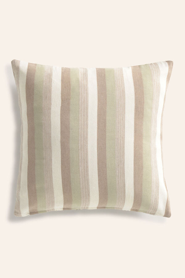 Calma House Gr&uuml;ner gestreifter Baumwoll-Kissenbezug Luxor Gr&uuml;n