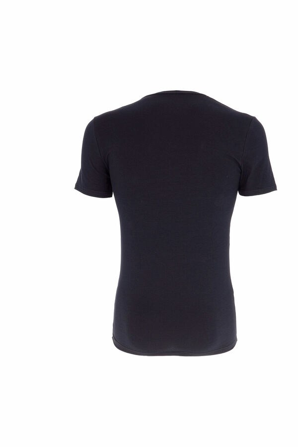 Womensecret Men's thermal short-sleeved V-neck T-shirt fekete