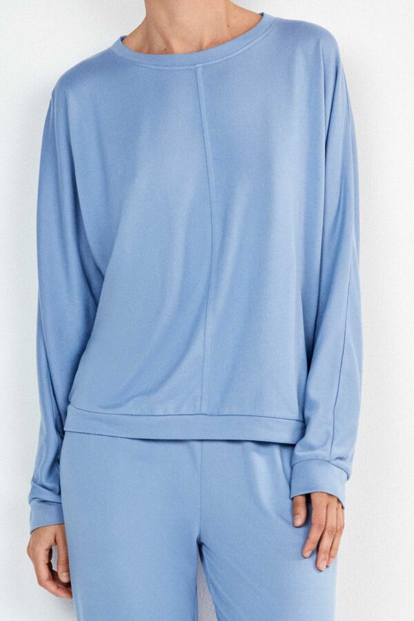 Gisela Plain knit long pyjamas blue