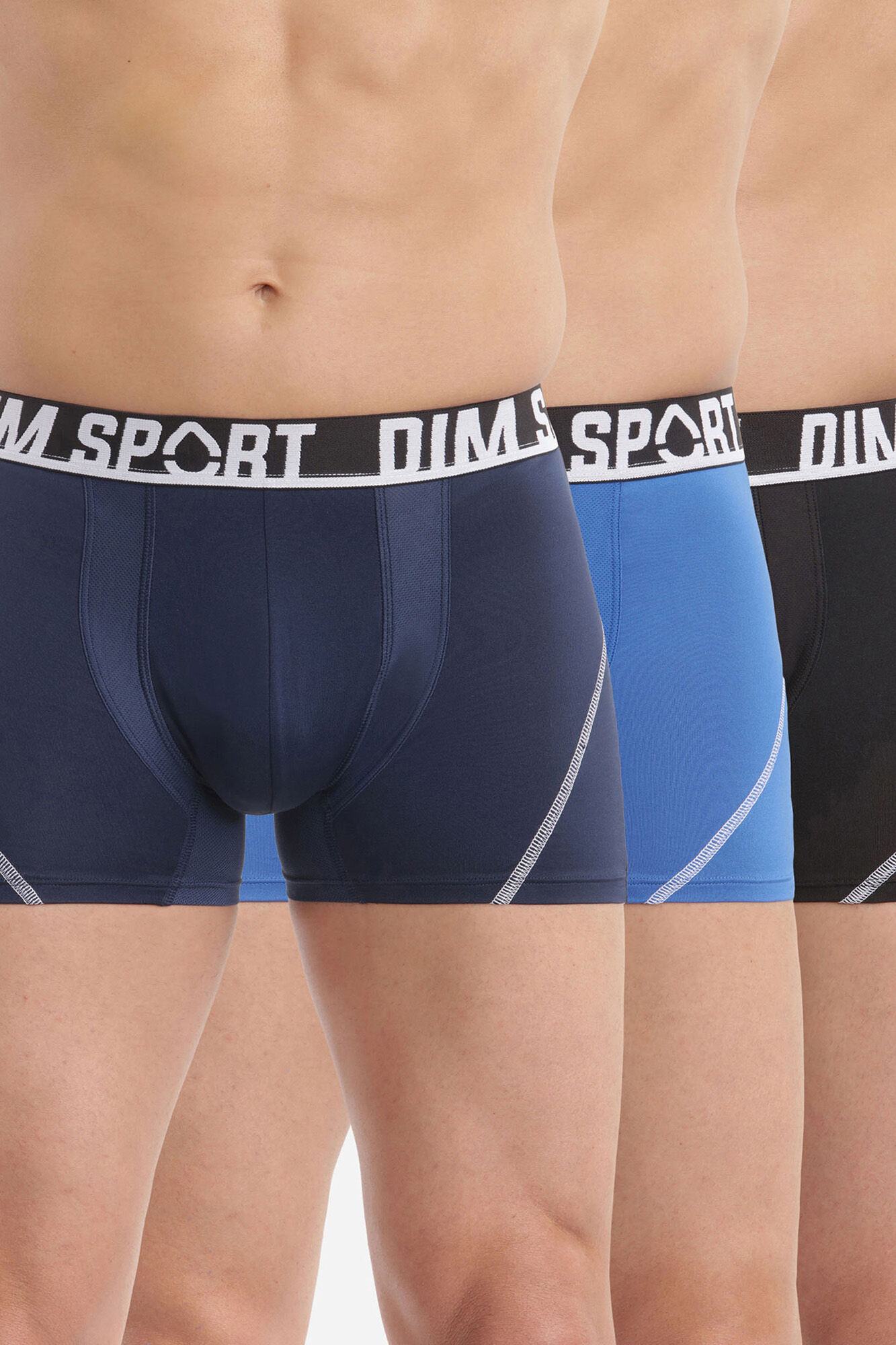 DIM Pack de 3 boxers de deporte de microfibra con malla transpirable DIM