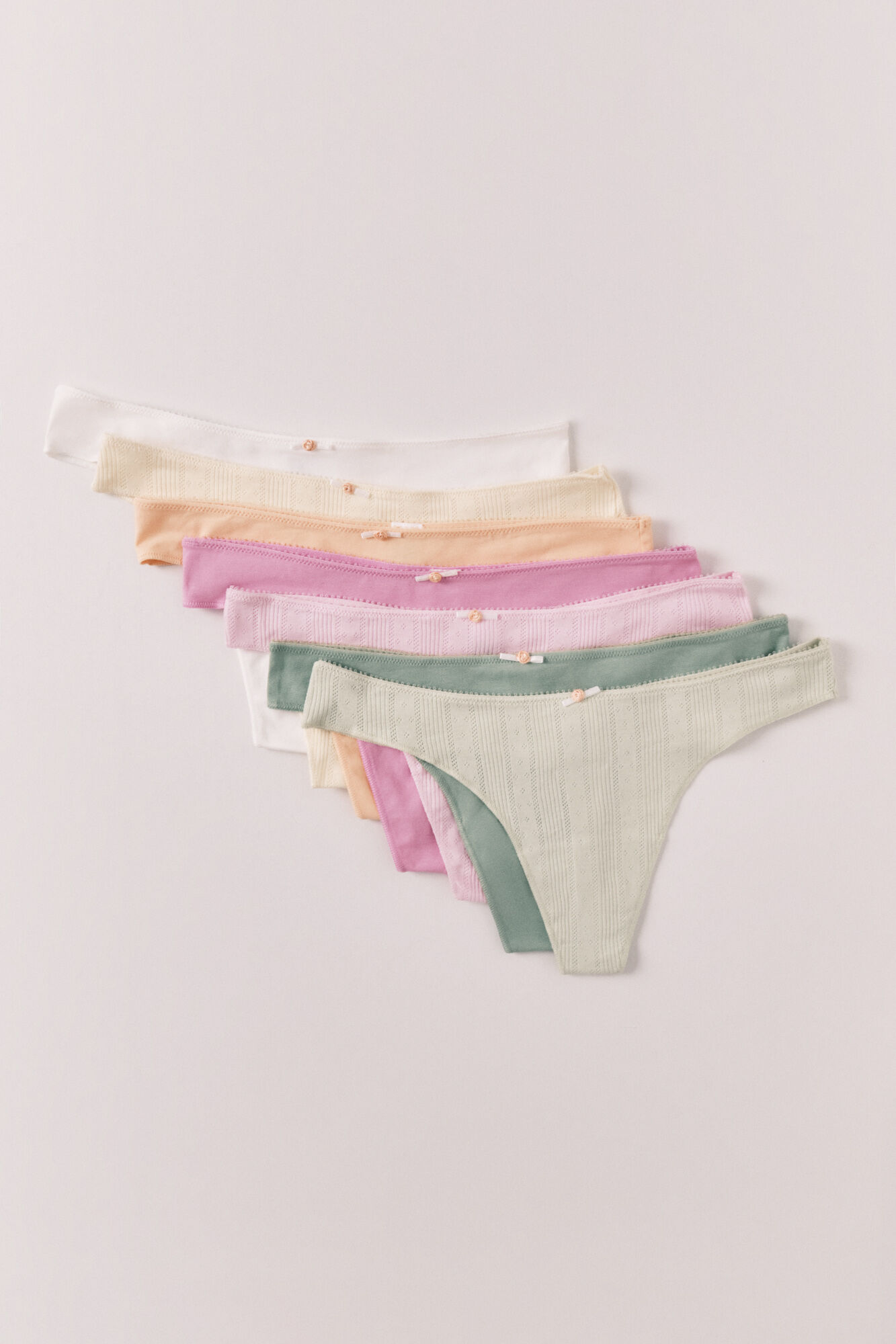 Women'secret Multicoloured cotton pointelle 7-pack thongs