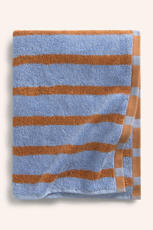 Calma House Blue striped terry cotton bath sheet Saturn 90x150 blue
