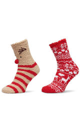 Pieces Christmas fur socks nude