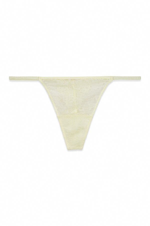 HI&BYE Yellow floral lace thong printed
