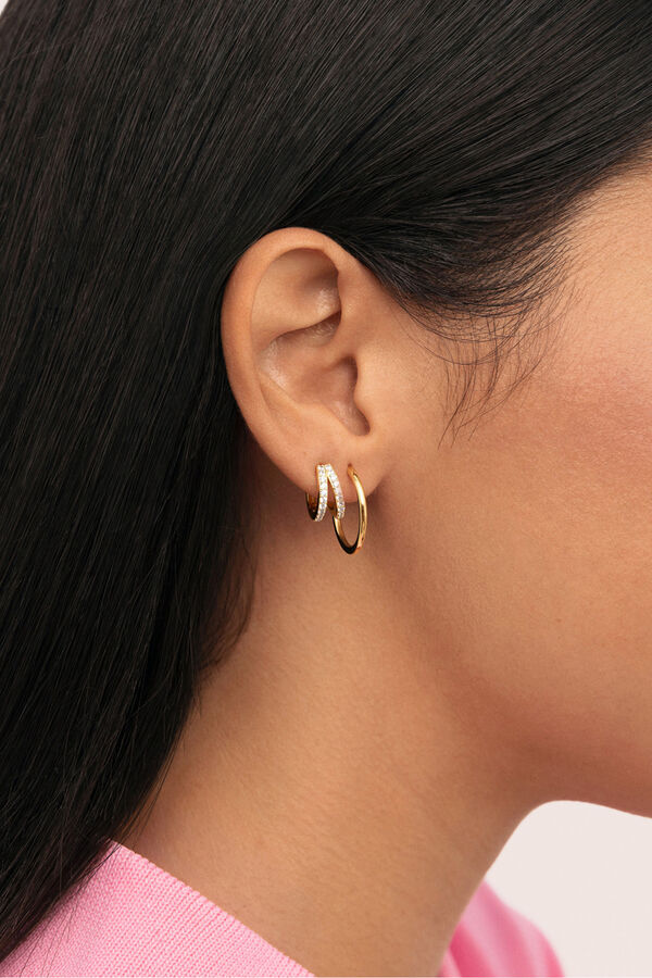 Singularu Einzelner Doppel-Ohrring Scarlett, vergoldet mit Print