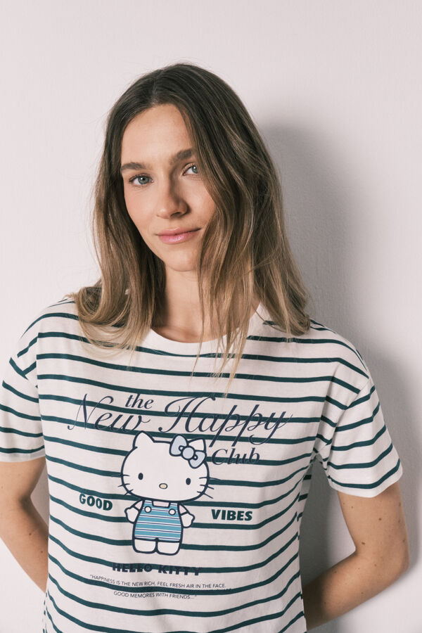 Women'secret Striped short pyjamas HELLO KITTY white