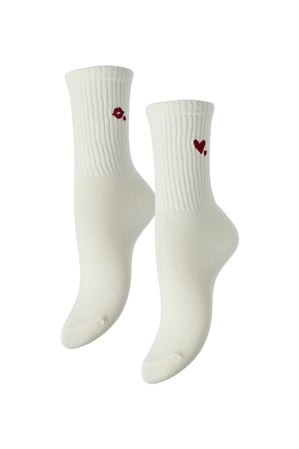 Pieces Socken mit Bestickt Wei&szlig;