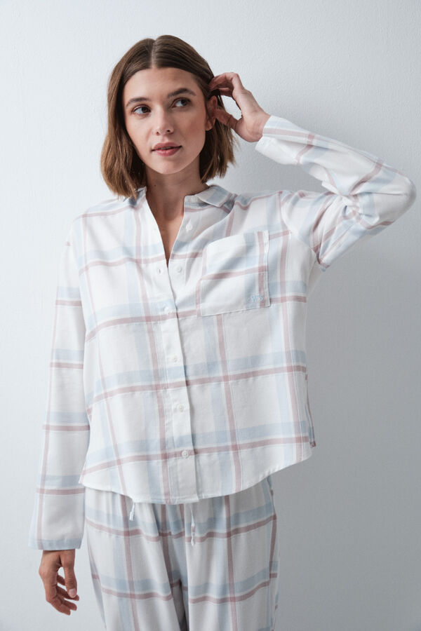 Women'secret Plaid flannel classic pyjamas blue