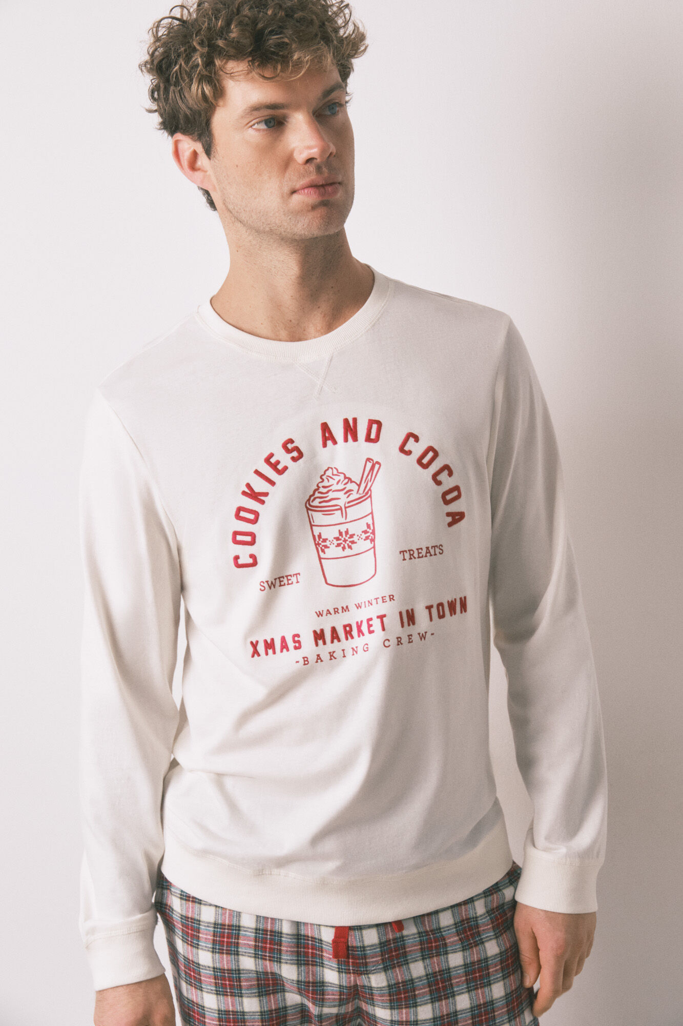 Women'secret Men's pyjamas : sweatshirt and checked trouser