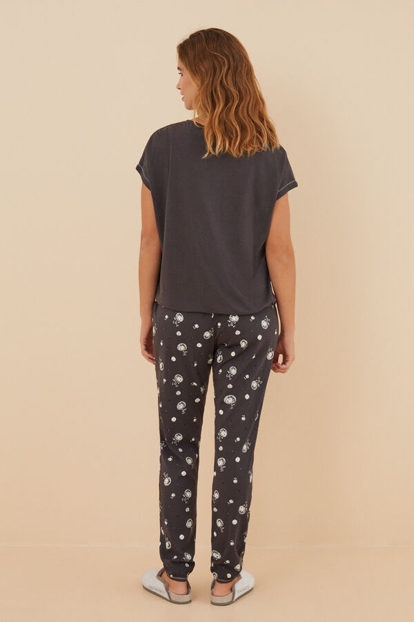 Womensecret Pyjama 100 % coton Snoopy manches courtes gris