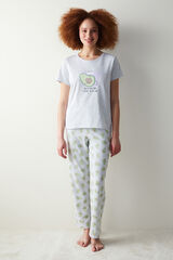 Womensecret Avocado gray trousers pajama set imprimé