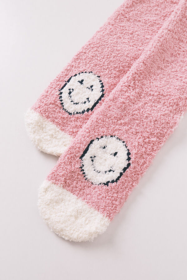 Women'secret Pink Smiley Long Socks pink