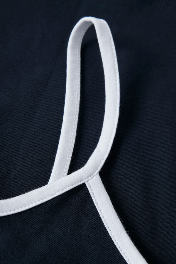 Lmtd Top cropped tirantes finos ribetes B&W azul