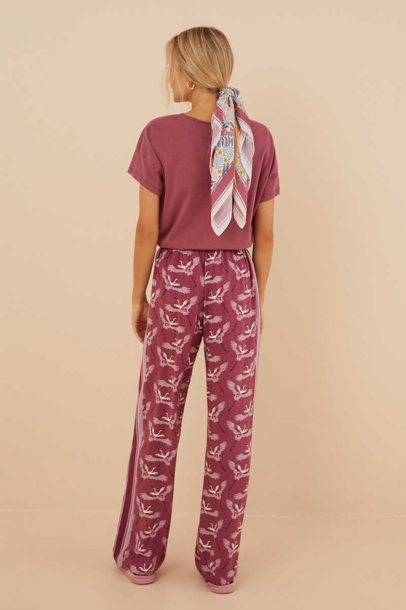 Womensecret Long pyjama bottoms with Moniquilla heron print pink