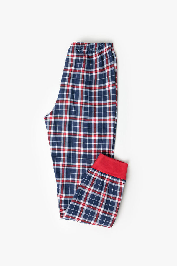 Admas Pijama infantil largo Snoopy cuadros 100% algod&oacute;n rojo