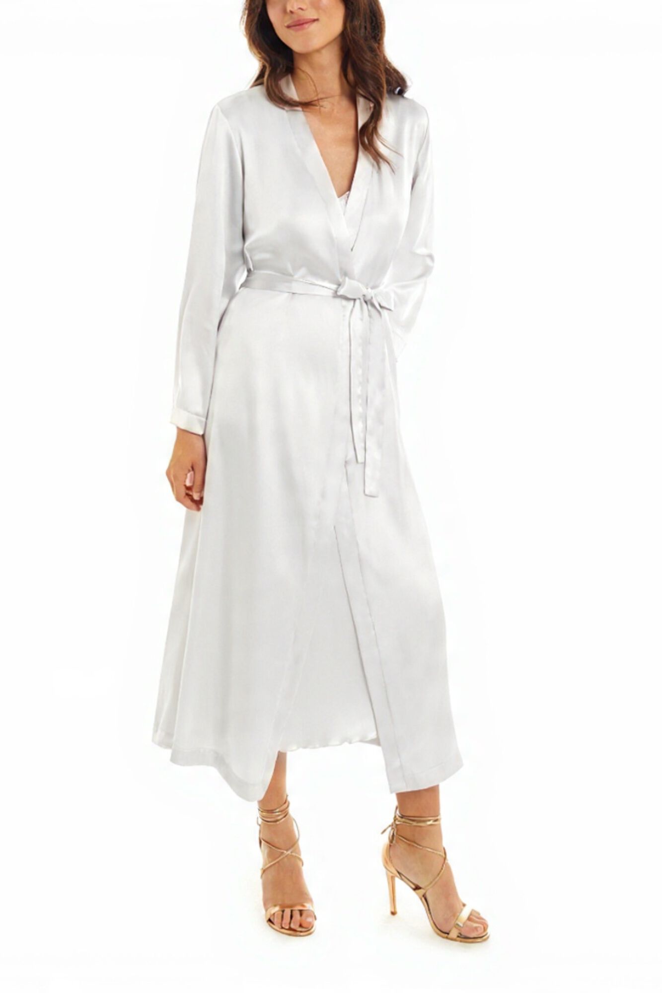 Ivette Bridal Basic Midi Satin-Morgenmantel