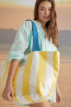Womensecret Yellow striped tote bag printed