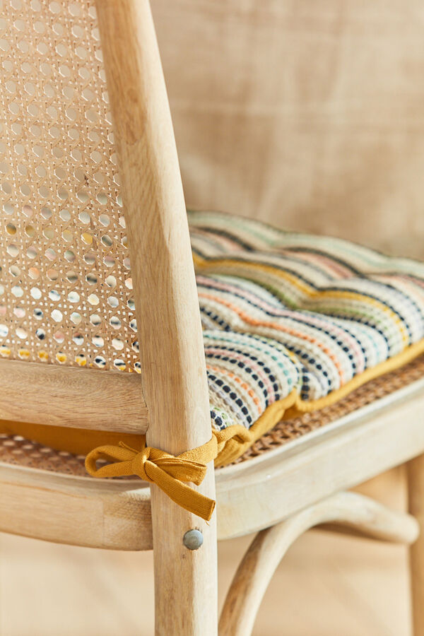 Womensecret Cojín de silla cuadrado de algodón con raya tejida multicolor Oran estampado