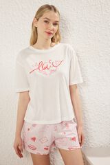 Trendyol Conjunto de pijama corto amor estampado