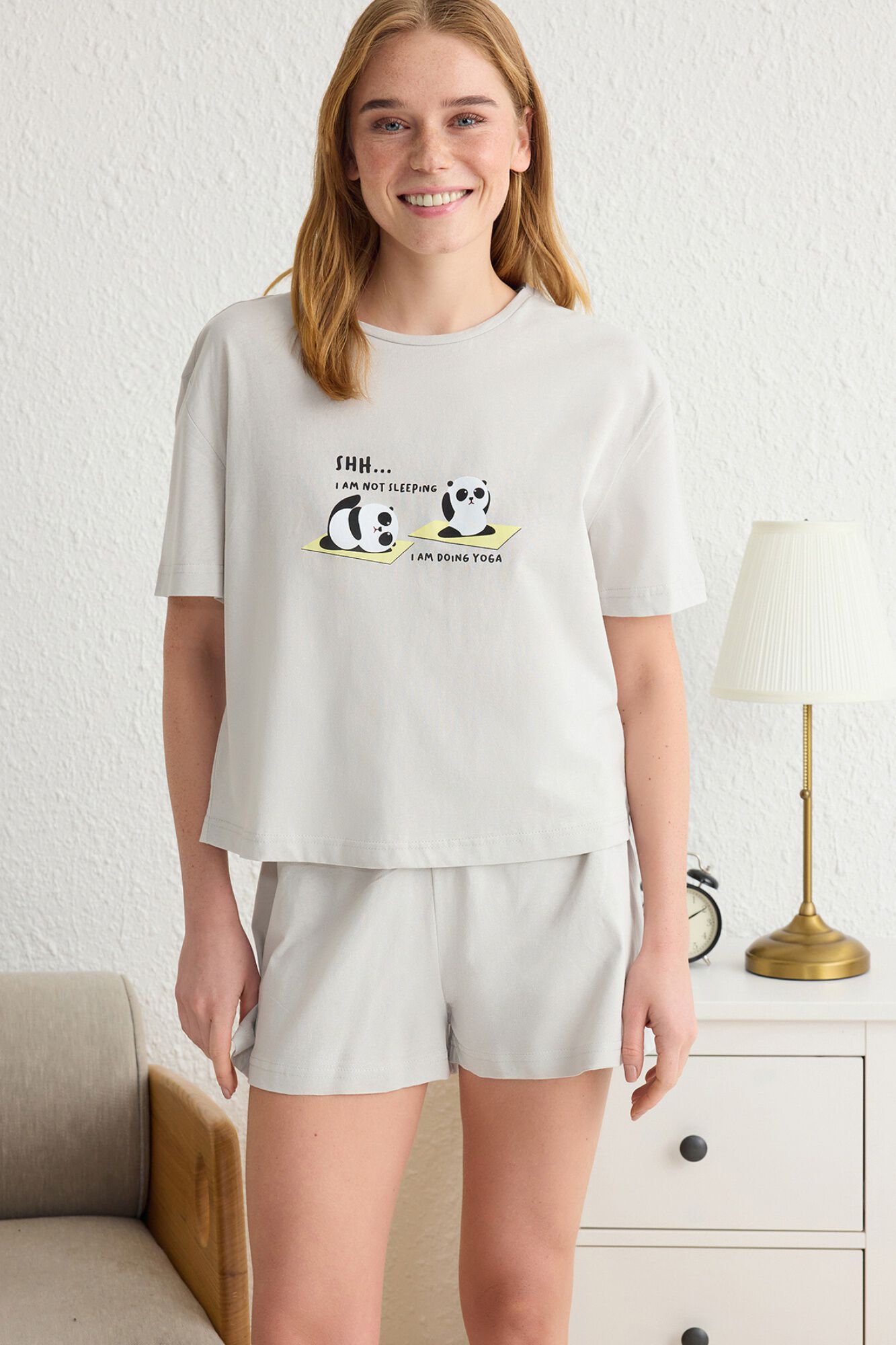 Trendyol Conjunto de pijama corto pandas