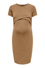 Only Maternity Vestido corto maternity y lactancia nude