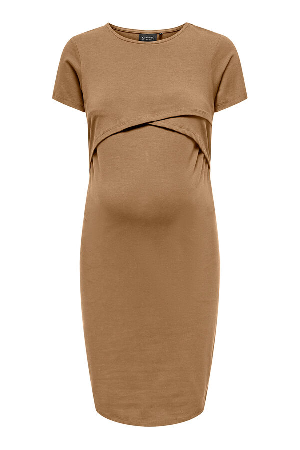 Only Maternity Vestido corto maternity y lactancia nude