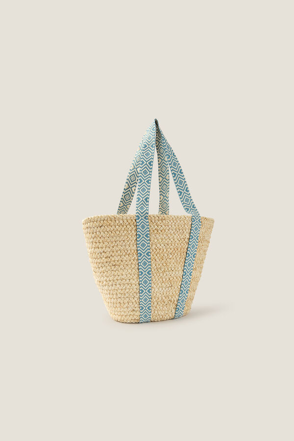 Womensecret Basket beach bag in natural wicker kék