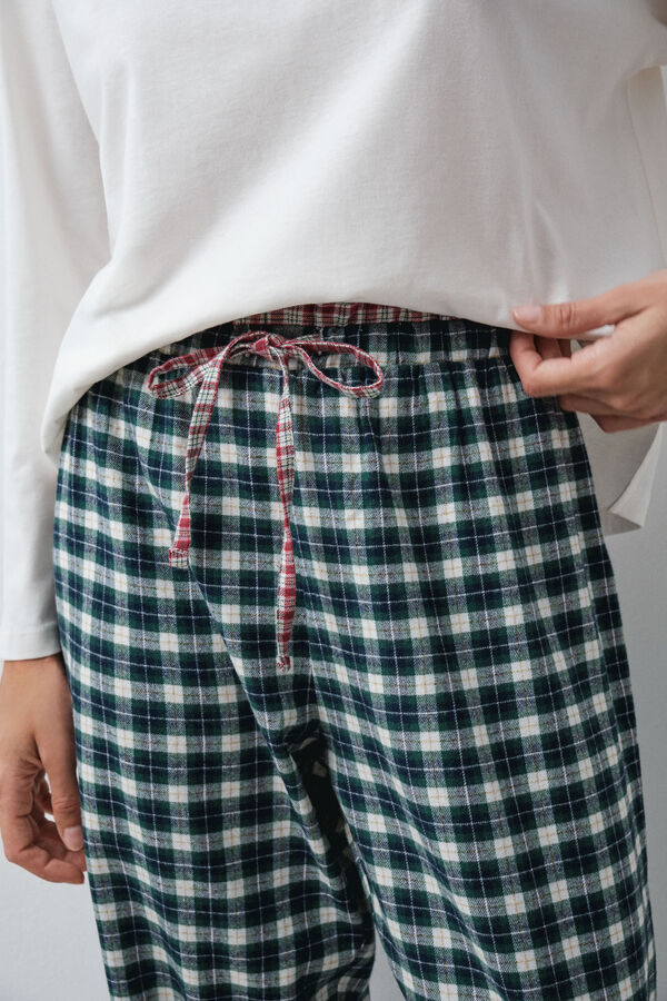 Women'secret Green plaid pyjamas trousers with detail green