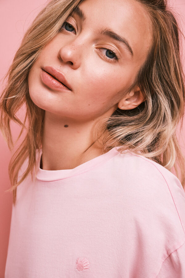 HI&BYE Pink cotton short sleeve T-shirt pink