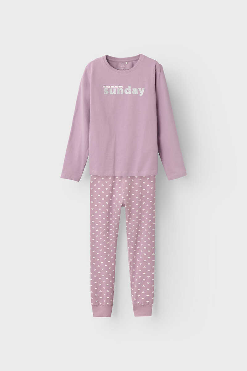 Womensecret Pijama niña con mensaje morado/lila