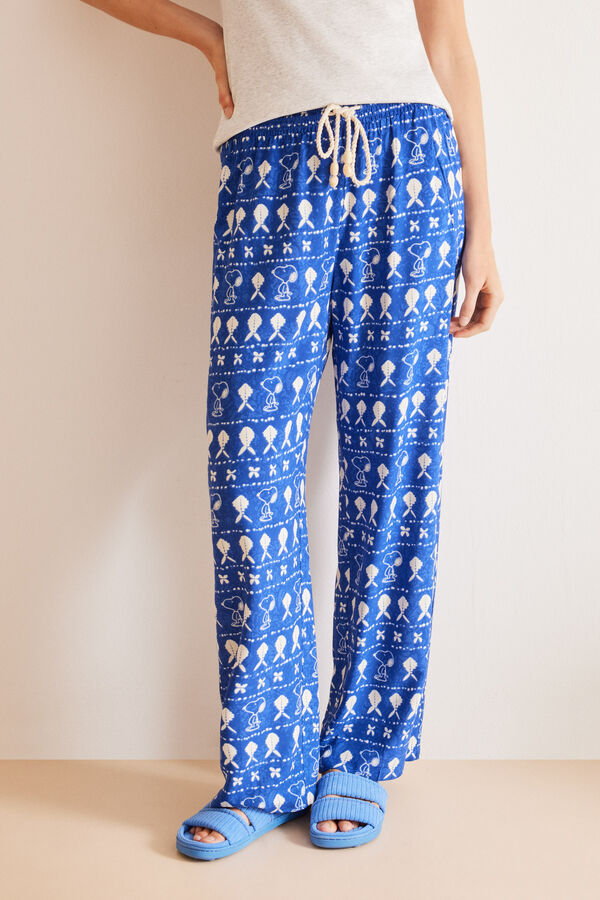 Womensecret All-over Snoopy viscose trousers blue