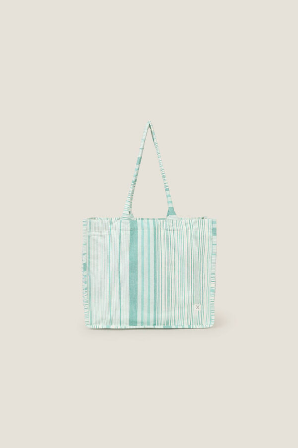 Womensecret Large striped cotton bag kék