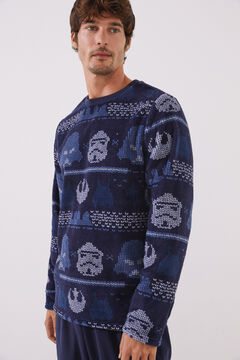 Womensecret Men's long blue fleece Star Wars pyjamas blue