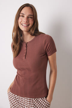 Womensecret Brown ribbed short sleeve t-shirt nude