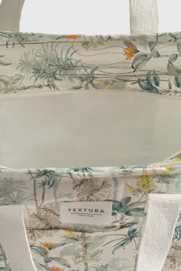 Textura Strandtasche aus Baumwolle mit Palmenmuster Gr&uuml;n