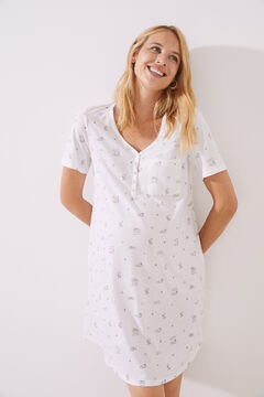 Womensecret Short Snoopy short-sleeved maternity nightgown white