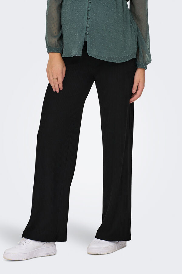 Only Maternity Cal&ccedil;a pr&eacute;-mam&atilde; de cintura alta com corte largas preto