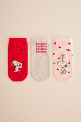 Womensecret Pakiranje od 3 para kratkih pamučnih čarapa Snoopy S uzorkom